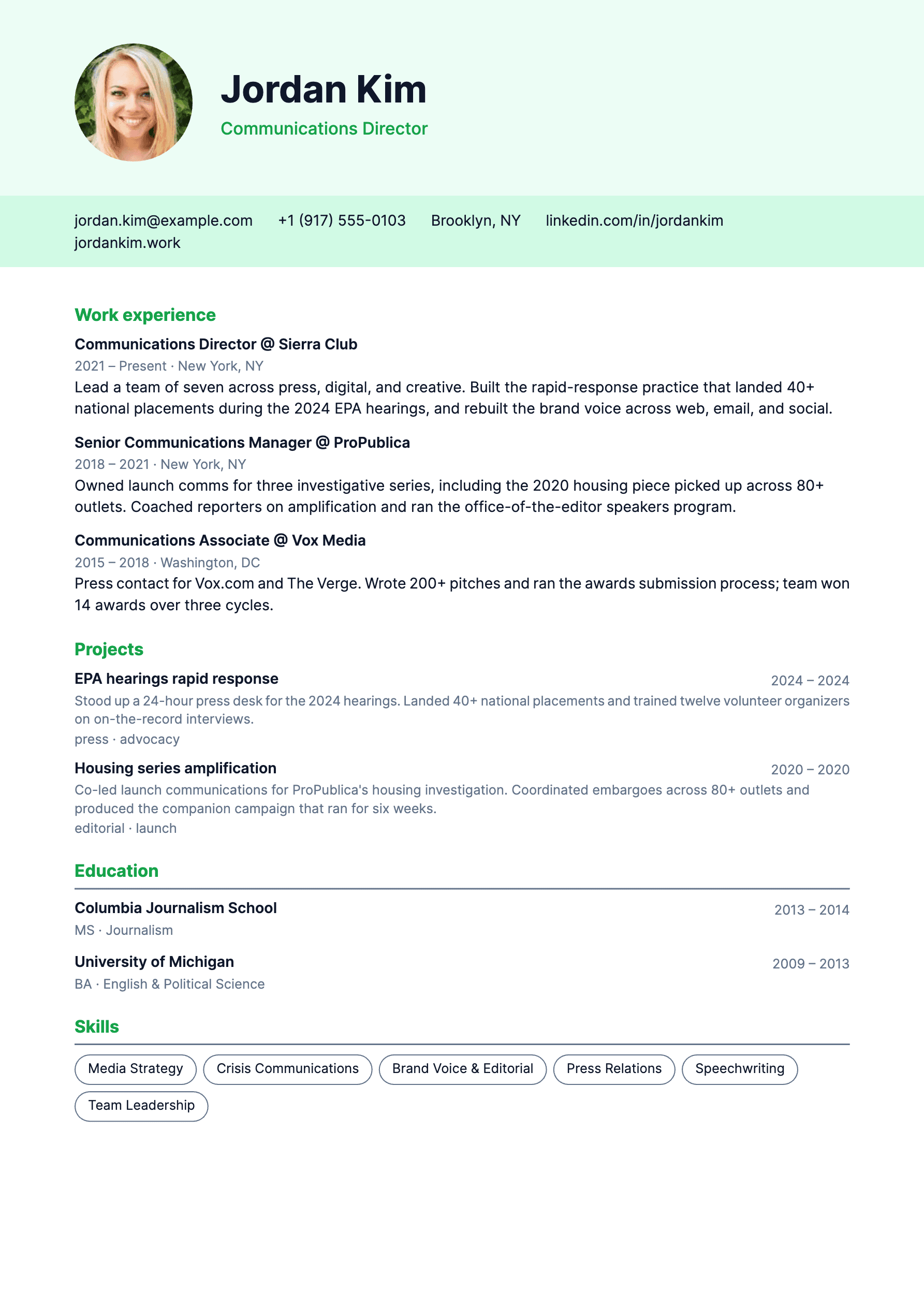 Banner resume template preview