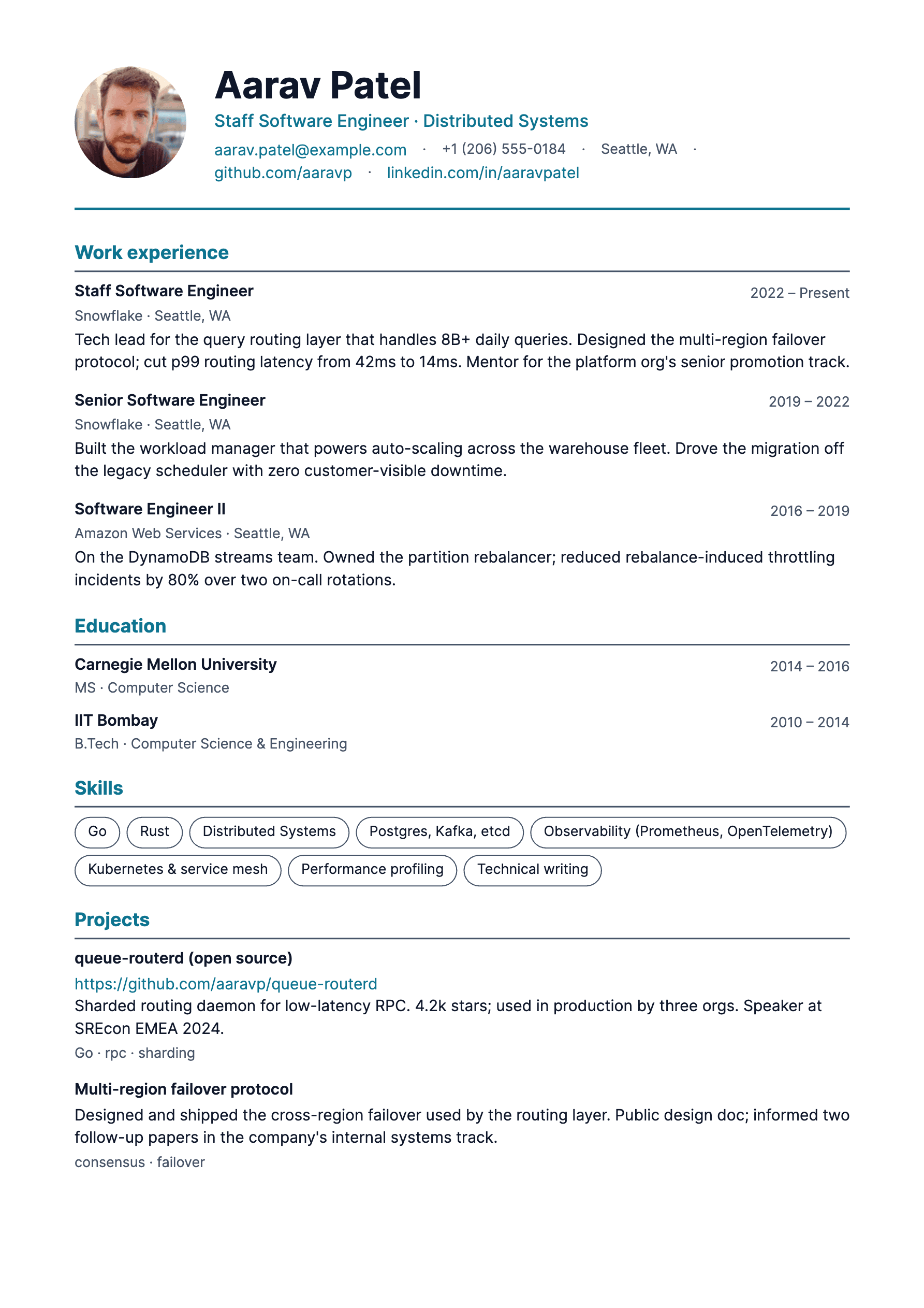 Minimal resume template preview